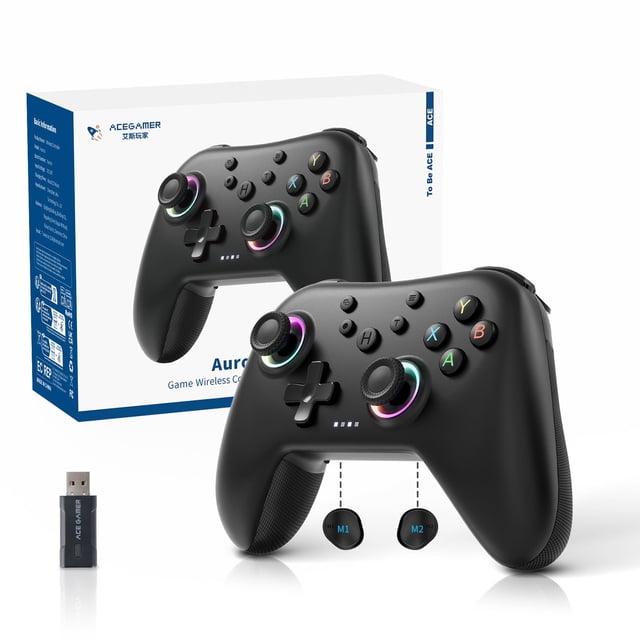 Control inalámbrico AceGamer Aurora II con joysticks RGB