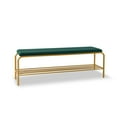 thumbnail image 2 of Single Layer Shoe Storage Bench, Metal Shoe Rack Bench with Velvet Cushion Padded Seat for Entryway, Hallway and Bedroom, Dark Green, 2 of 6