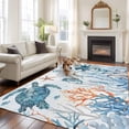 thumbnail image 2 of Blue Turtle Coastal Area Rugs 5'x7', Washable Small Throw Rugs for Laundry Room Playroom, Octopus Summer Beach Coral Seahorse Indoor Outdoor Rug Non-Slip Low Pile Carpet Runner Reversible Floor Mats, 2 of 8
