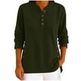 thumbnail image 2 of Bwndum Womens 98% Cotton Henley Long Sleeve Top, Soft Casual Shirt with Inclusive Sizes S-XXXL, Army Green,Size 2XL, 2 of 8