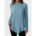 thumbnail image 2 of Posijego Women's Mock Turtleneck Sweater Long Sleeve Shirts Tunic Tops to Wear Leggings High Low Hem, 2 of 6