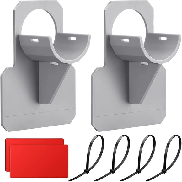 2 Pieces Swimming Pool Pipe Holders Water Pipe Support Swimming Pool Hose Support Brackets with Tapes and 4 Pieces Cable Ties Preventing Pipes Sagging Accessory for Above Ground Swimming Pool, Grey