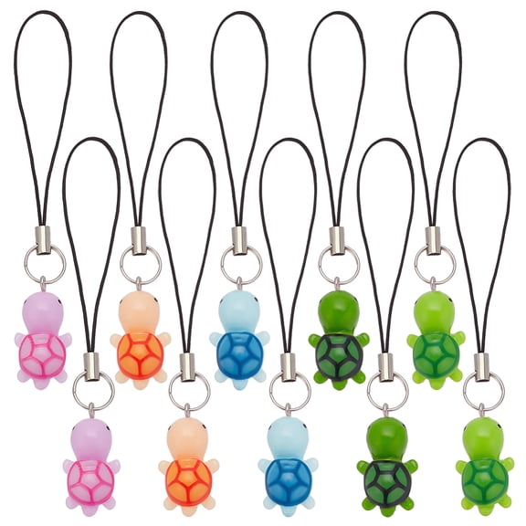 10pcs Tortoise Mobile Straps 5 Colors Resin Turtle Phone Charms Decorative Hanging Charms Lanyard Charms for Women Purse Keychain Pendants Moblie