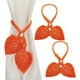 thumbnail image 1 of 2 alzapaños ajustables de madera natural con cuentas para cortina, con hojas dobles, estilo bohemio, color naranja, de algodón tejido a mano., 1 of 6