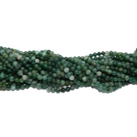 - 6mm Moss Agate Round, Loose Beads, 40cm 15 inch Gemstone