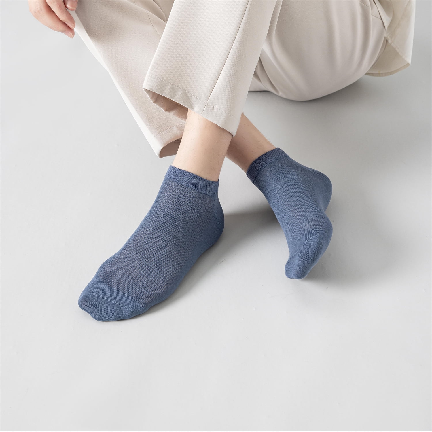 Sookeceks 6 Pairs Thin Ankle Socks for Men Mesh Breathable Cotton Socks Anti Slip Low Cut Soft Casual Socks Size 7-11