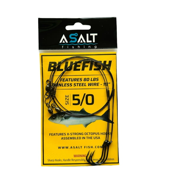 Asalt Fishing Bluefish Rigs With Octopus Hooks Size 5/0 Assembled USA 80 Lbs Wire