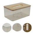 thumbnail image 3 of Unique Bargains 1 Pc Waterproof Suqare Tissue Box for Living Room Table Desk PET Bamboo Clear Black Large, 3 of 3