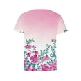 thumbnail image 6 of Youyipin Womens Tops Womens Dressy Tops Women's Fashion Casual Short Sleeve Flower Print Round Neck Pullover Top Blouse Short Sleeve Shirts For Women, 6 of 6