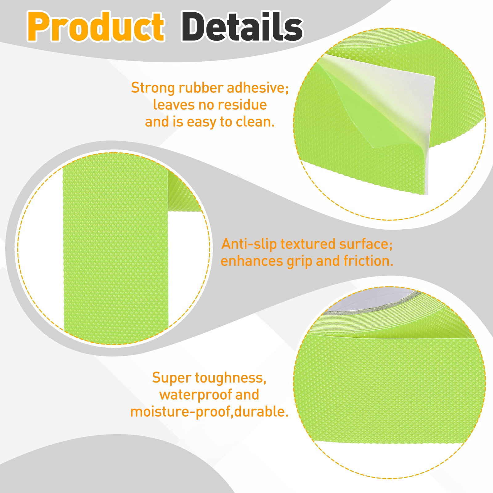 Uxcell 2 Pack Rubber Grip Tape, 2 in x 16 ft Non-Slip Tape with Texture Waterproof Adhesive Non-Abrasive Grip Tapes for DIY Tool, Indoor & Outdoor Stair Steps, Ramp, Light Green
