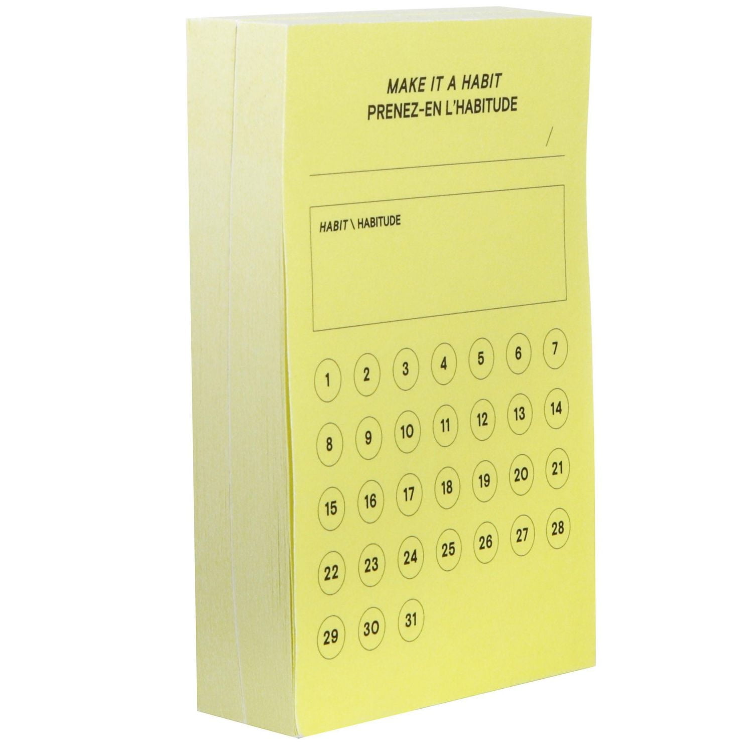 Feuillets à motifs Post-it®, suivi des habitudes, jaune 2.9 po x 4 po (73mm x 101mm)