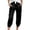 Black, variant on Women's Satin Pants Tie Elastic High Waist Shiny Silky Dressy Satin Cargo Joggers Capris Sweatpants Sports