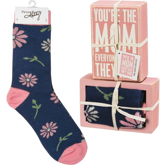 Home Decor Box Sign And Sock Set Wood Mother's Day Socks 108486