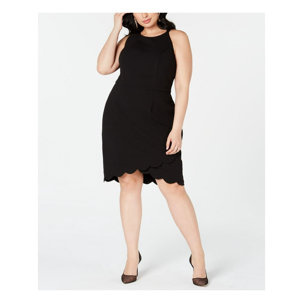 Emerald Sundae - EMERALD SUNDAE Womens Black Sleeveless Jewel Neck Knee Length Sheath Wear To
