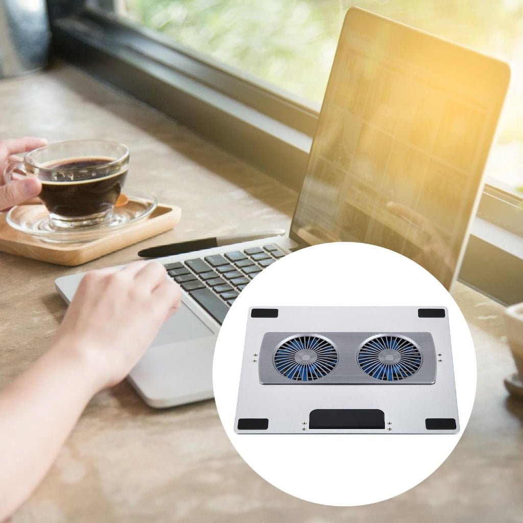 Miiottaa Quiet Foldable Cooling Pad for Laptops 6 Height Adjustments Double Fan Metal Panel Optimized Airflows