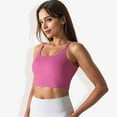 thumbnail image 5 of Women's Scoop Neck Stretchy Cropped Sports Athletic Bra-Medium, Fuchsia, 5 of 6