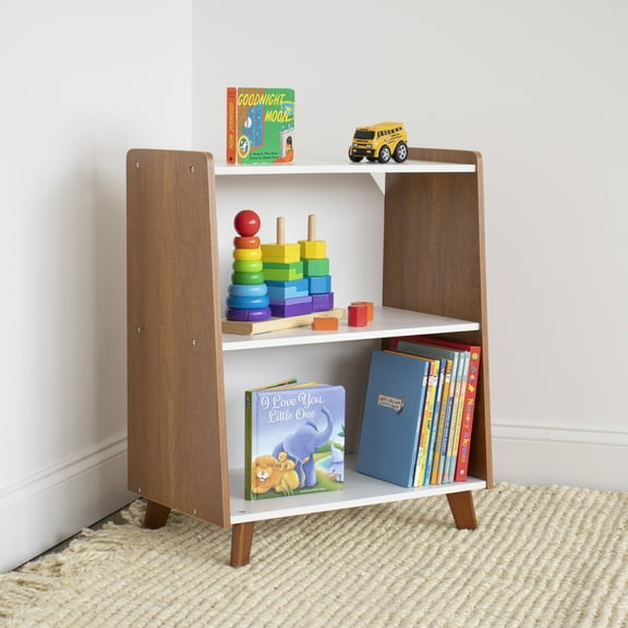 Humble Crew Morgan 2 Shelf Mid-Century Bookcase, Wood/White