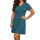 thumbnail image 5 of TaTaai Women's V-neck short sleeve dress, solid color, adjustable drawstring design, slim fit, casual stylish, soft breathable fabric, ideal for daily outings & brunch dates Gift, 5 of 6