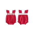 thumbnail image 2 of Cenuakty Baby3M 6M 12M 18M Girls Romper, Fly Sleeve Strawberry Infant Bodysuit Summer Clothes for Casual Daily, 2 of 8