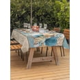 thumbnail image 2 of Teal Blue Brown Beach Coastal Outdoor Tablecloth - 60x120 Inch Rectangle Dining Table Cover, Nautical Shell Starfish Coral Summer Waterproof Outdoor Table Cloth with Umbrella Hole & Zipper for Patio, 2 of 7