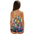thumbnail image 2 of FOR U DESIGNS Girls' Sleeveless One-Piece Swimsuit Quick Dry Tank Bathing Suit Swimwear with Short Bathing Easter Gifts Suit for Kids, Rabbit Easter Egg Tulip, 2 of 7