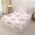 thumbnail image 3 of Homewish Pink Flower Bow Zipper Full Size Comforter Sets with Fitted Sheet and 2 Pillowcases for Girls, Spring Groovy Floral Zipper Bedding Set, Pink Reversible, 4-Piece, 3 of 6