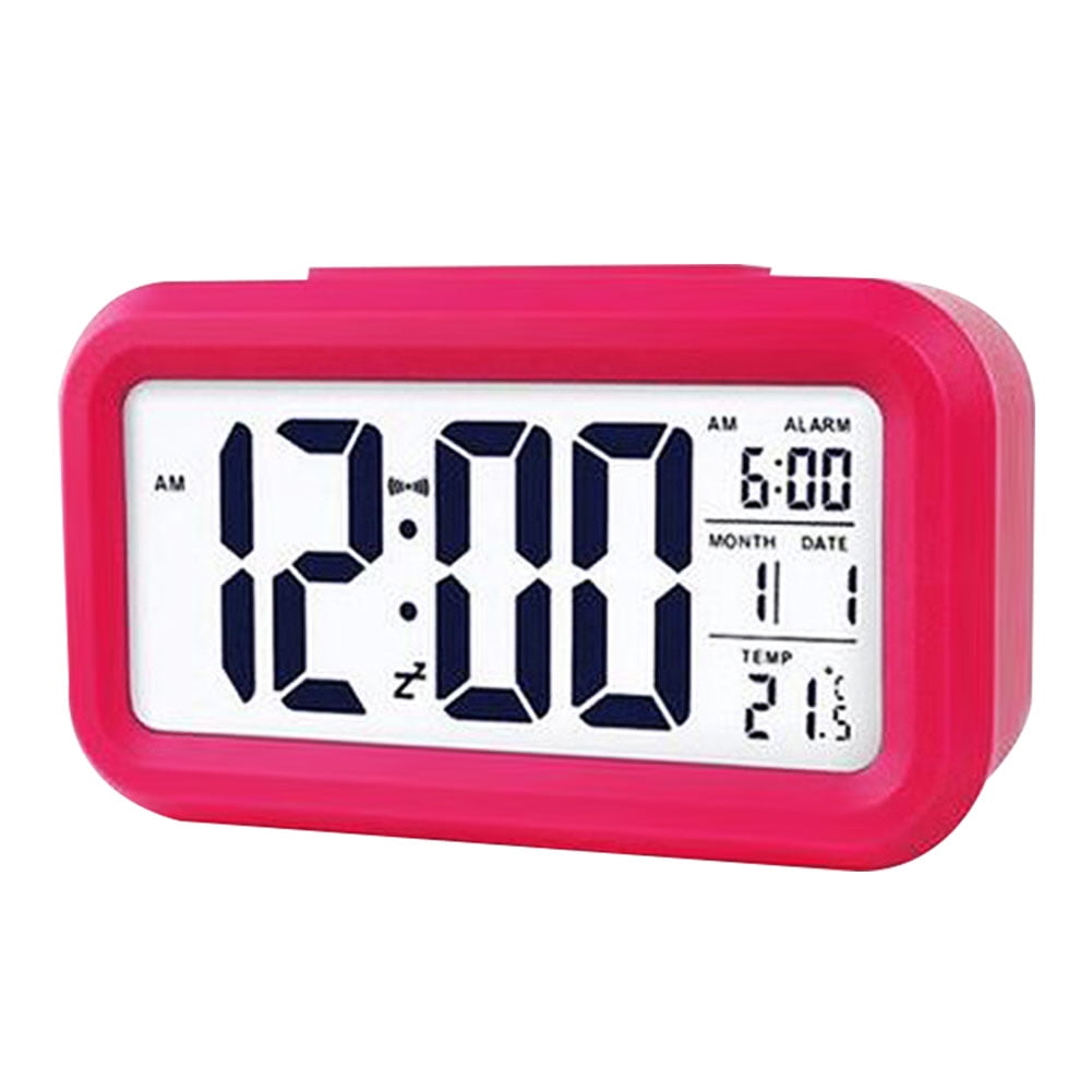 Digital Alarm Clock with LCD Backlight Calendar Temperature Sound sensor lightup 