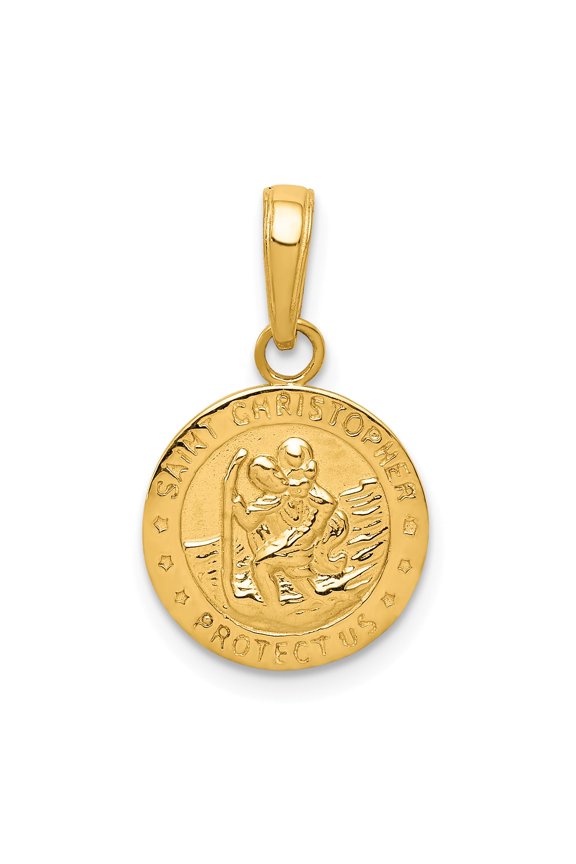 14k Saint Christopher Medal Charm in 14k Yellow Gold