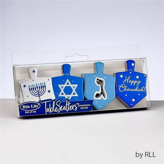 2.5 in. Chanukah Tablescatters Chopboard Foiled Dreidels, Blue - 20 Piece