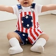 thumbnail image 2 of Odeerbi Toddler Boys Girls American Flag Bib Overall Shorts Independence Day Star Stripe Print Patriotic Jumpsuit with Pockets, 2 of 9