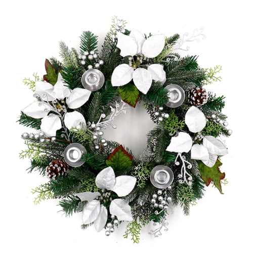 ALEKO Decorative Holiday Christmas Advent Wreath with 4 Candle Holders 