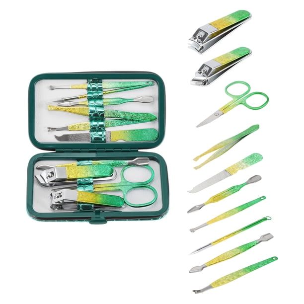 Conjunto de 10 piezas Unique Bargains Kit de cortaúñas de hermoso estilo para mujeres y hombres en amarillo y verde