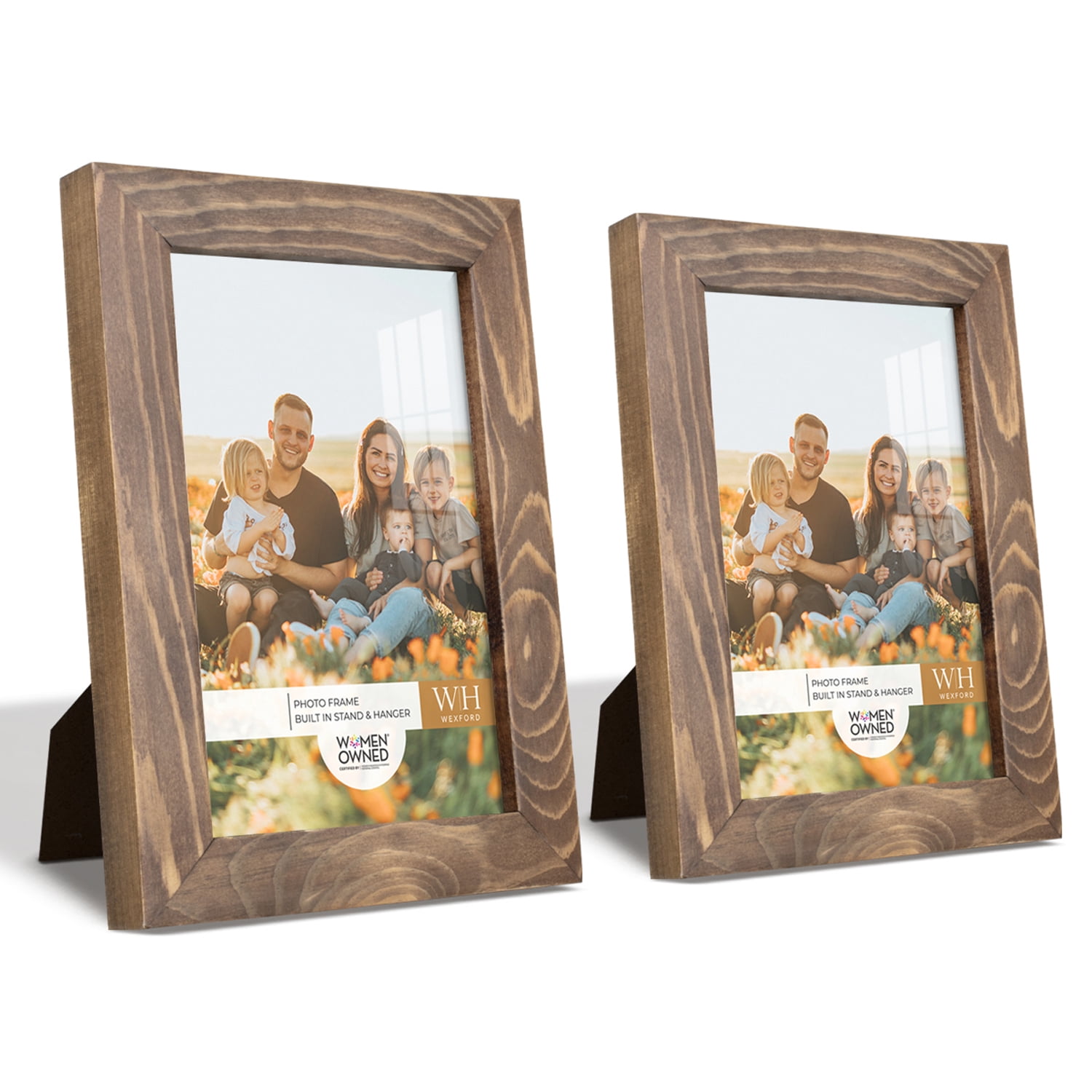 Woodgrain 4 in. x 6 in. Walnut Picture Frame (Set of 2)