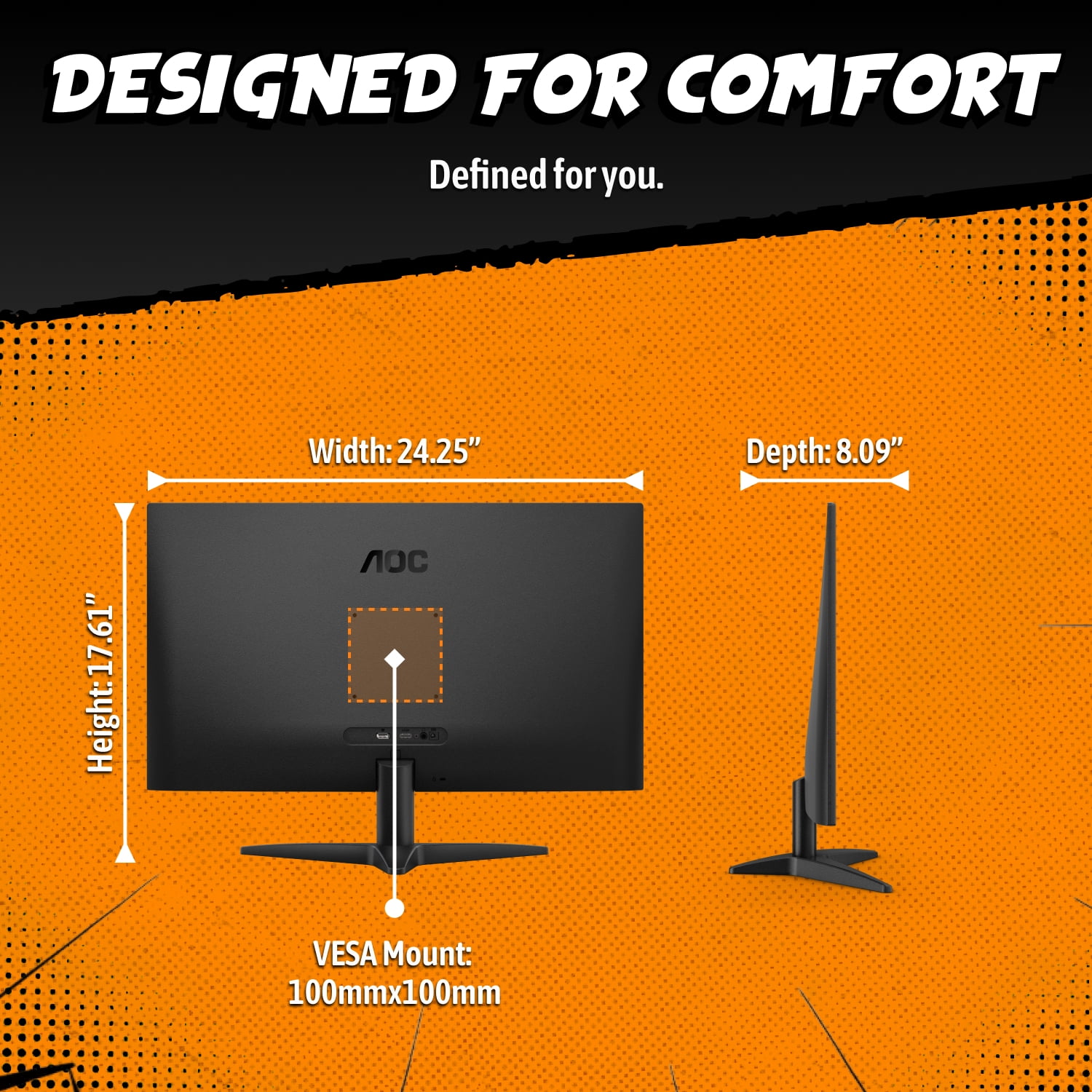 AOC G27MC36N 27" Gaming Monitor FHD 180Hz Monitor HDMI & DP Port - BLACK