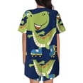 thumbnail image 3 of Naloa Dino Playing Roller Skate Women's Short-Sleeved Pajama Set, Loungewear, Summer pajamas, Breathable Cozy - 3X-Large, 3 of 9