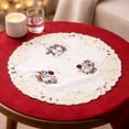 thumbnail image 5 of Doily Boutique Christmas Embroidered Round Fabric Doily with a Snowman on Antique White Material Size 23 inches, 5 of 6