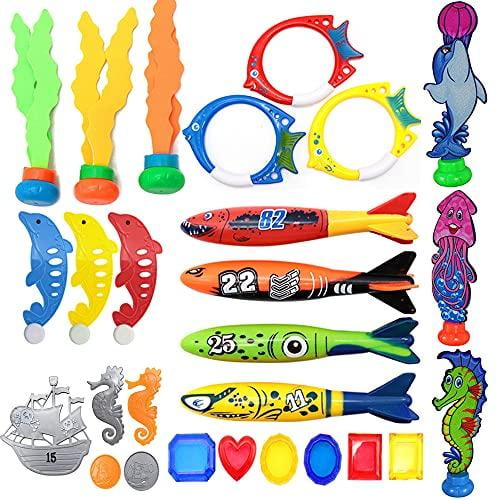 27PCS Dive Toys Piscine Jouets Piscine Sous-Marine Jouets pour Enfants &Teens&Adults