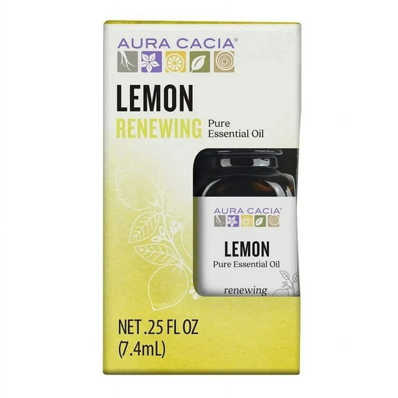Aura Cacia Renewing Lemon Pure Essential Oil for Oil Diffusers, 0.2 5 fl oz
