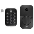 thumbnail image 1 of Yale Security Deadbolt Lock 2 Touch, cerradura de puerta de entrada inteligente sin llave de gamuza negra con teclado táctil conectado Wi-Fi y escáner de huellas dactilares, YRD450-F-WF1-BSP, 1 of 5