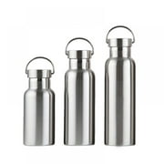 Water Bottle Flask Double Wall Stainless Steel & Vacuum Insulated (Silver) Sport Hydro Container for Home, Office, School, Outdoor Camping