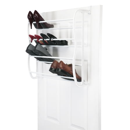 Simplify 12 Tier Adjustable over the Door 36 Pair Shoe Rack in White