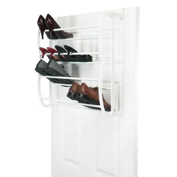 Simplify 12 Tier Adjustable over the Door 36 Pair Shoe Rack in White