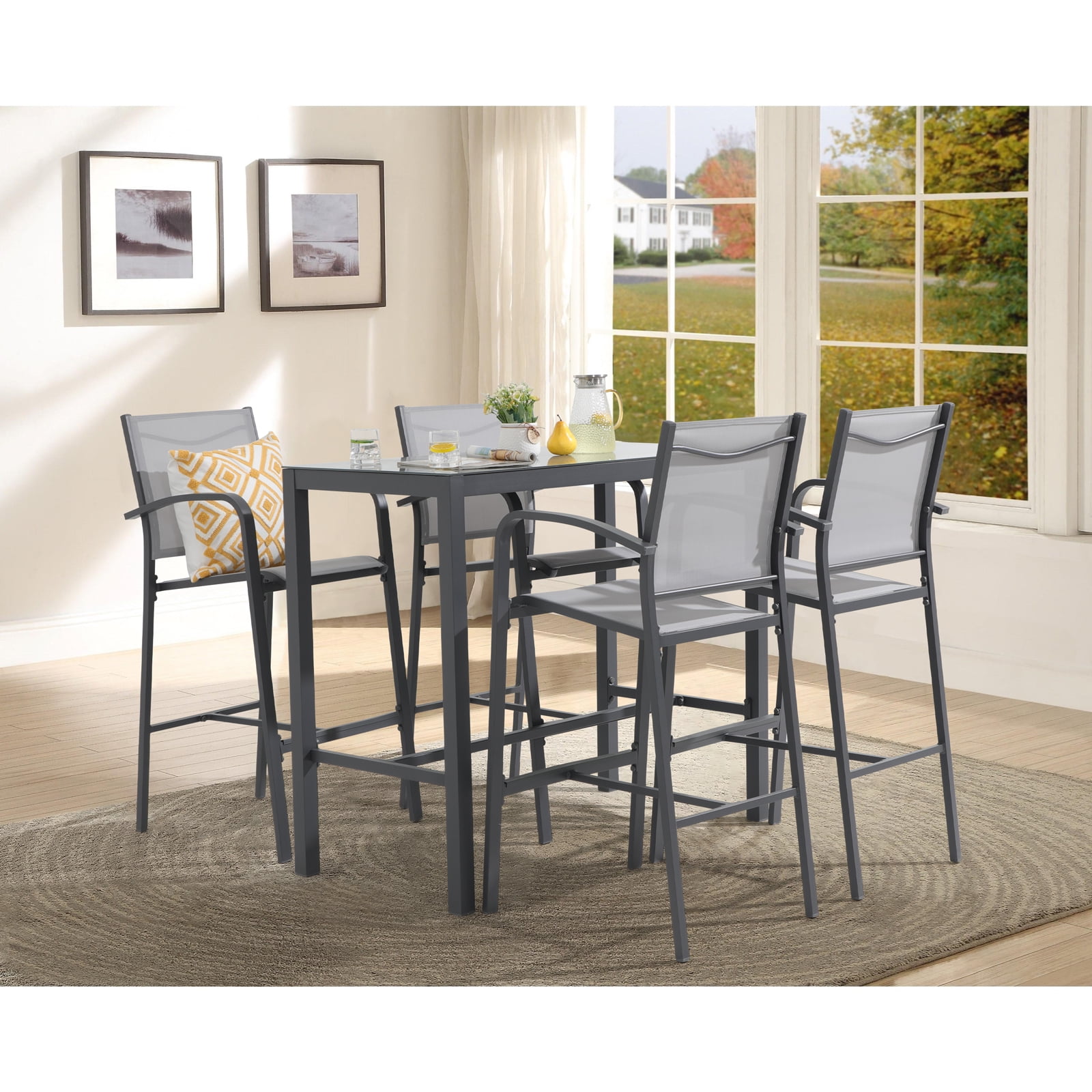 OC OrangeCasual Patio Bar Set, Outdoor Dining Table and Chairs, All