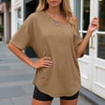thumbnail image 5 of idosla Womens Off the Shoulder Tops Oversized T-Shirts Short Sleeve Tees Summer 2026 Casual Spring Clothes (Gold, 3XL), 5 of 5