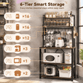 Grey 25.9 Inch 5-Tier Bakers Rack with Storage for Kitchen Appliances ...
