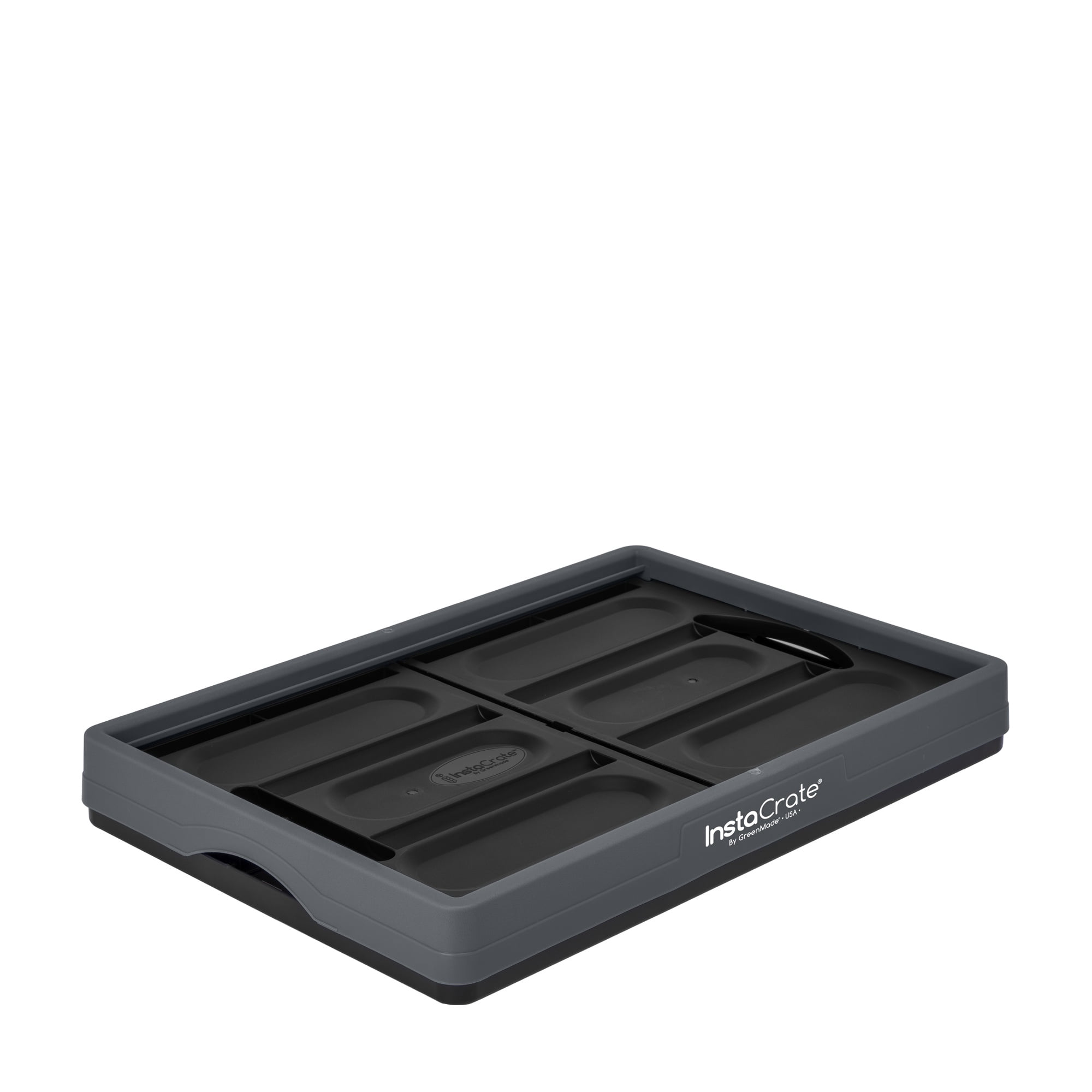 GreenMade Folding Plastic Storage Crate, 12 Gallon, Black/Gray, Collapsible, 4-Pack