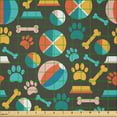 thumbnail image 2 of Ambesonne Dogs Fabric by the Yard Microfiber, Puppy Food Traces Print Art, 2 Yards, Teal and Marigold, 2 of 4