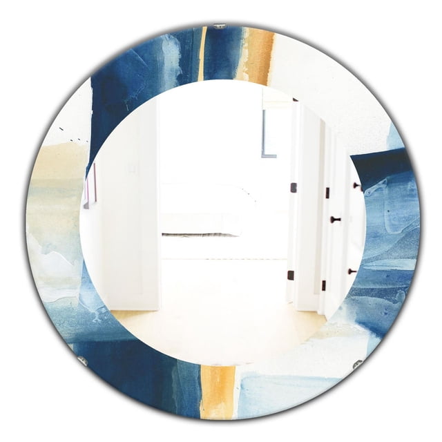 Designart 'Indigo Panel IV' Miroir Moderne - Miroir Mural Ovale ou Rond - 24x24