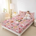 thumbnail image 4 of Feelyou Pink Cartoon Dog Twin Sheet Sets for Teen, Cute Christmas Animal Twin Fitted Sheet, Santa Claus Hat Flat Sheet, Breathable Home Decor, 3-Piece, 4 of 7