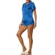 thumbnail image 4 of Conjunto de pijama de satén para mujer INSPIRE CHIC, camisa de botón de manga corta con pantalones cortos, 2 piezas, ropa de descanso, pijama, S azul, 4 of 6